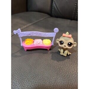 Littlest Pet Shop #1593 Baby Monkey with Pink Bow Humble Pie Bake Shop LPS